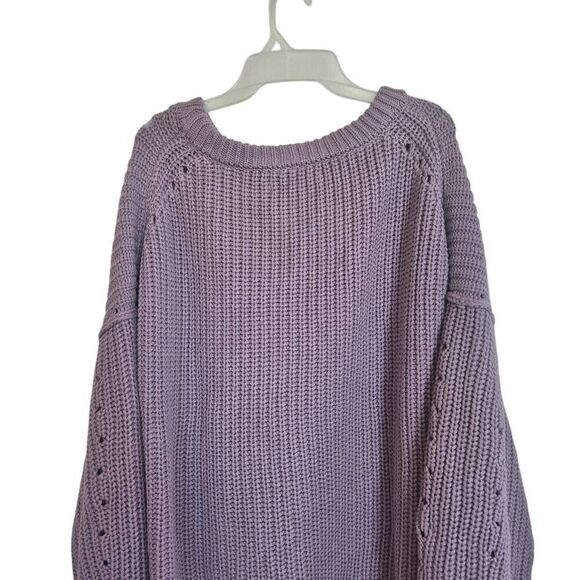 Altar'd State Women's Lavender Cotton/Acrylic Chunky Knit Oversized Sweater - Picture 4 of 9